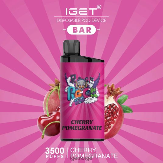 IGET Bar Vape Online bar - 3500 drag F0B4P8578 kirsebær granateple