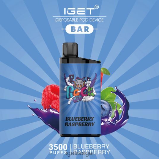 IGET Vape bar - 3500 drag F0B4P8618 blåbær bringebær is