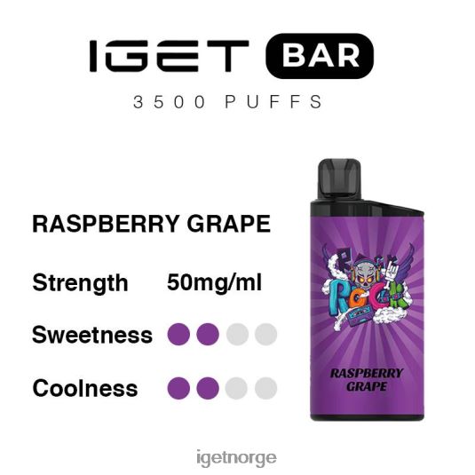 IGET Vape Online bar 3500 puff F0B4P8280 bringebærdrue