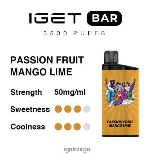 IGET Bar Vape Online bar 3500 puff F0B4P8281 pasjonsfrukt mango lime