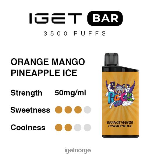 IGET Vape Online bar 3500 puff F0B4P8290 oransje mango ananas is