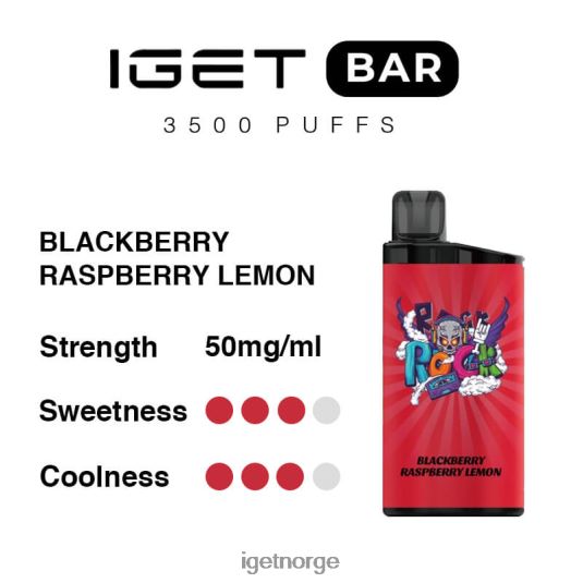 IGET Discount bar 3500 puff F0B4P8296 bjørnebær bringebær sitron