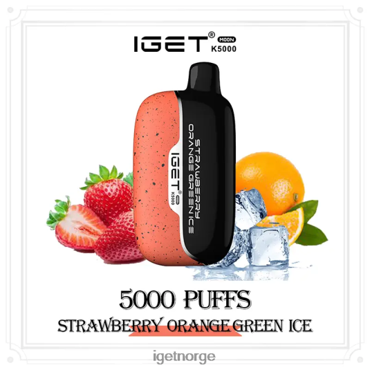IGET Vape Sale moon 5000 drag F0B4P8222 jordbær oransje grønn is