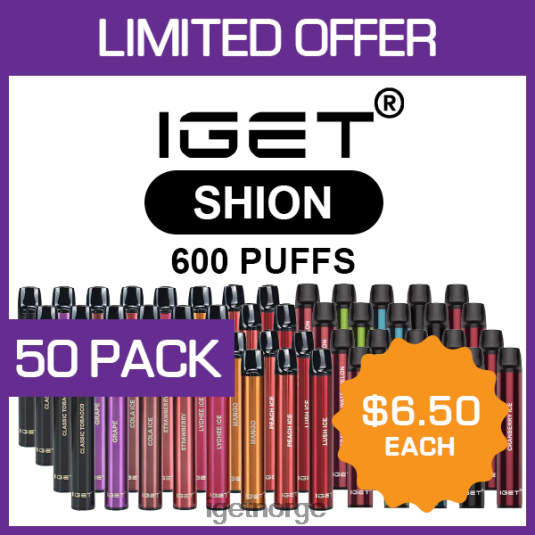 Discount IGET Vapes shion - 600 drag - 50 stk F0B4P8505