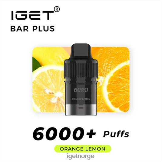 IGET Bar Vape Online bar pluss pod 6000 puff F0B4P8261 appelsin sitron