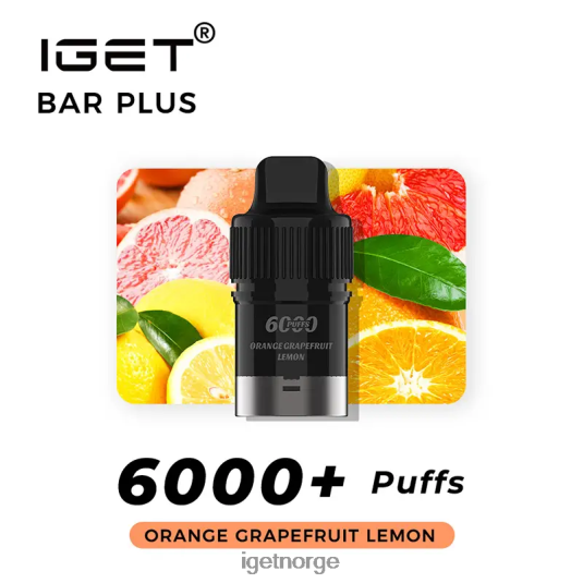 IGET Discount bar pluss pod 6000 puff F0B4P8266 appelsin grapefrukt sitron