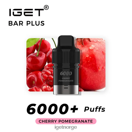 Discount IGET Vapes bar pluss pod 6000 puff F0B4P8267 kirsebær granateple