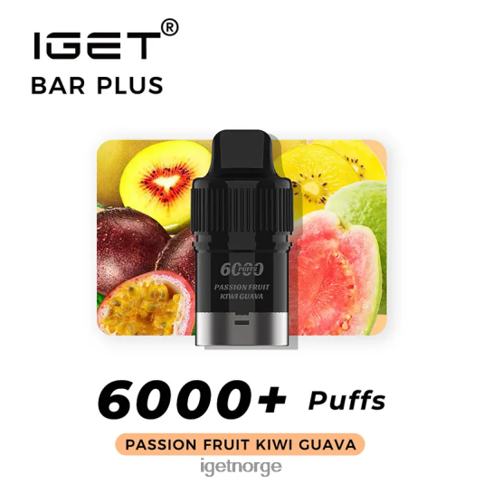 IGET Bar Sale nikotinfri bar pluss pod 6000 puff F0B4P8383 pasjonsfrukt kiwi guava