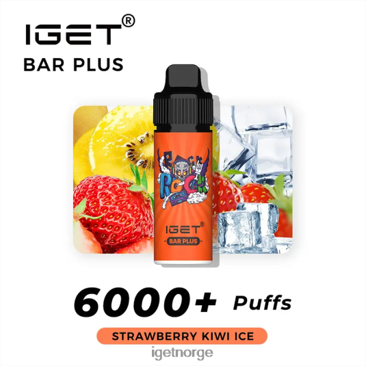 IGET Bar Store nikotinfri bar pluss vape-sett F0B4P8368 jordbær kiwi is