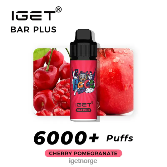 IGET Bar Vape Online nikotinfri bar pluss vape-sett F0B4P8371 kirsebær granateple