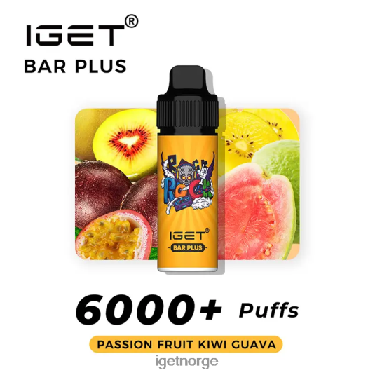 IGET Sale nikotinfri bar pluss vape-sett F0B4P8375 pasjonsfrukt kiwi guava